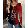 imageZeagoo Women Tops Loose Fit Long Sleeve V Neck T Shirts Business Casual Blouses Dressy Fall Fashion Work ClothesRed Flowerbf309
