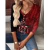 imageZeagoo Women Tops Loose Fit Long Sleeve V Neck T Shirts Business Casual Blouses Dressy Fall Fashion Work ClothesRed Flowerbf309