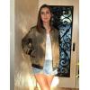 imageZeagoo Womens Classic Quilted Jacket Short Bomber Jacket Coat  Army Green Small