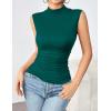 imageZeagoo Womens Mock Turtleneck Tank Tops 2025 Slim Fitted Sleeveless Top Stretchy Basic Casual Layer Tee ShirtsDeep Green
