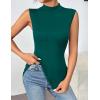 imageZeagoo Womens Mock Turtleneck Tank Tops 2025 Slim Fitted Sleeveless Top Stretchy Basic Casual Layer Tee ShirtsDeep Green