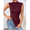 imageZeagoo Womens Mock Turtleneck Tank Tops 2025 Slim Fitted Sleeveless Top Stretchy Basic Casual Layer Tee ShirtsDeep Red