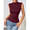 imageZeagoo Womens Mock Turtleneck Tank Tops 2025 Slim Fitted Sleeveless Top Stretchy Basic Casual Layer Tee ShirtsDeep Red