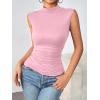 imageZeagoo Womens Mock Turtleneck Tank Tops 2025 Slim Fitted Sleeveless Top Stretchy Basic Casual Layer Tee ShirtsLight Pink