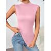 imageZeagoo Womens Mock Turtleneck Tank Tops 2025 Slim Fitted Sleeveless Top Stretchy Basic Casual Layer Tee ShirtsLight Pink