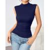 imageZeagoo Womens Mock Turtleneck Tank Tops 2025 Slim Fitted Sleeveless Top Stretchy Basic Casual Layer Tee ShirtsNavy Blue