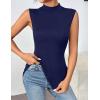 imageZeagoo Womens Mock Turtleneck Tank Tops 2025 Slim Fitted Sleeveless Top Stretchy Basic Casual Layer Tee ShirtsNavy Blue