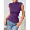 imageZeagoo Womens Mock Turtleneck Tank Tops 2025 Slim Fitted Sleeveless Top Stretchy Basic Casual Layer Tee ShirtsPurple