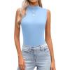 imageZeagoo Womens Mock Turtleneck Tank Tops 2025 Slim Fitted Sleeveless Top Stretchy Basic Casual Layer Tee ShirtsBlue