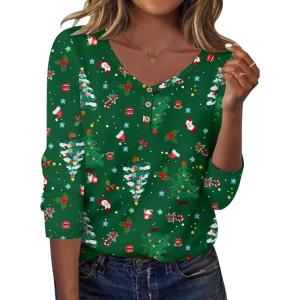 imageZeagoo Women Tops Loose Fit Long Sleeve V Neck T Shirts Business Casual Blouses Dressy Fall Fashion Work ClothesGreensd477