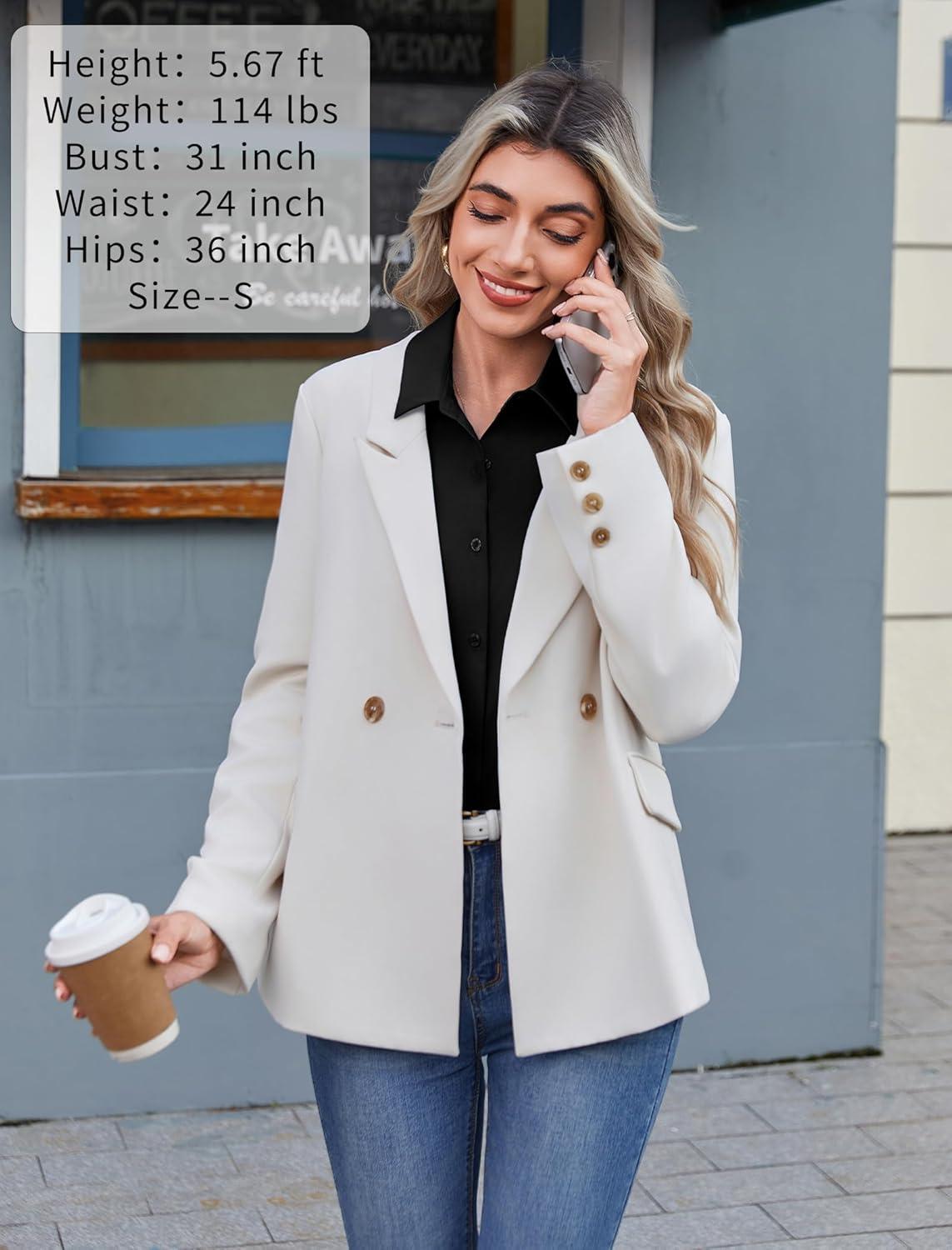 imageZeagoo Button Down Shirts for Women Wrinkle Free Long Sleeve Collared Dress Blouses Casual Work Office Tunics TopsBlack