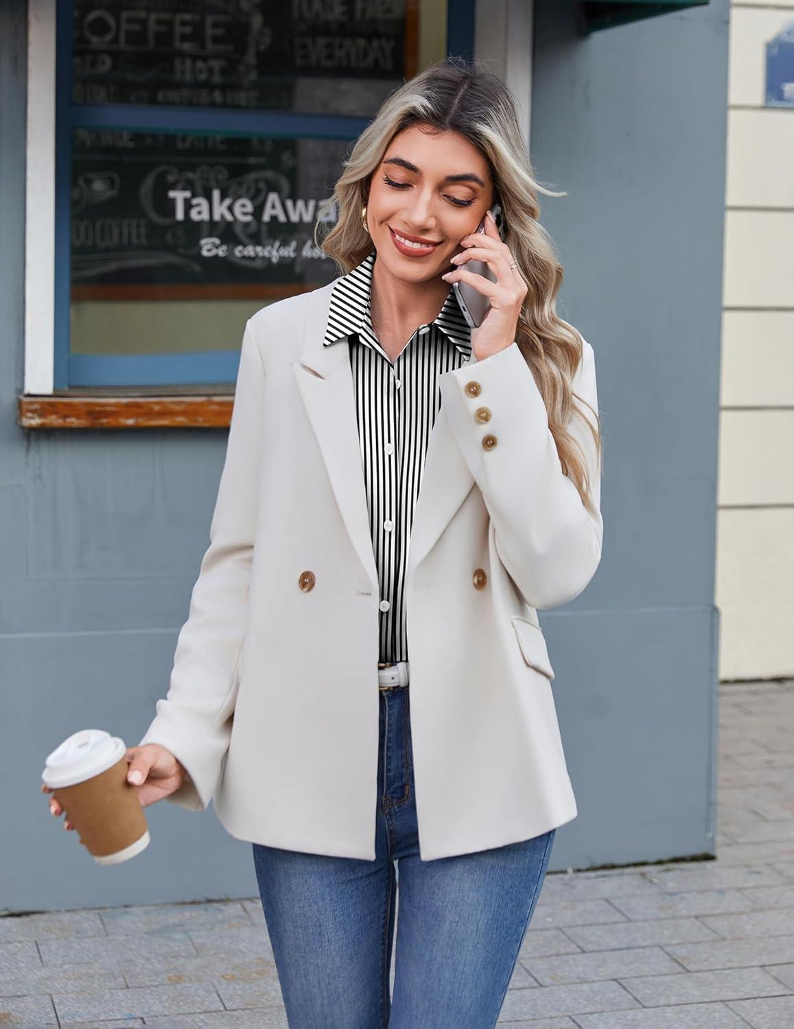imageZeagoo Button Down Shirts for Women Wrinkle Free Long Sleeve Collared Dress Blouses Casual Work Office Tunics TopsBlack Striped