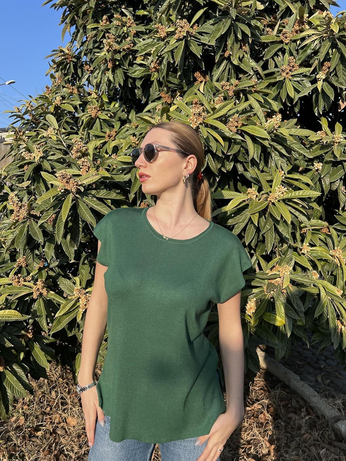 imageZeagoo Sweater Vest Women Crew Neck Loose Fit Knit Lightweight T Shirts Pullover Casual Summer OutfitsDark Green