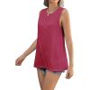 imageZeagoo Beach Vacation Clothes for Women Pleated High Neck Flowy Sleeveless Tank Tops Summer Loose Fit Tunic BlousesHot Pink