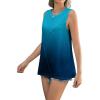 imageZeagoo Beach Vacation Clothes for Women Pleated High Neck Flowy Sleeveless Tank Tops Summer Loose Fit Tunic BlousesOmbre Blue