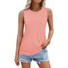 imageZeagoo Beach Vacation Clothes for Women Pleated High Neck Flowy Sleeveless Tank Tops Summer Loose Fit Tunic BlousesPink