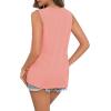 imageZeagoo Beach Vacation Clothes for Women Pleated High Neck Flowy Sleeveless Tank Tops Summer Loose Fit Tunic BlousesPink