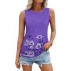 imageZeagoo Beach Vacation Clothes for Women Pleated High Neck Flowy Sleeveless Tank Tops Summer Loose Fit Tunic BlousesPurple Flower