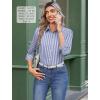 imageZeagoo Button Down Shirts for Women Wrinkle Free Long Sleeve Collared Dress Blouses Casual Work Office Tunics TopsBlue Striped