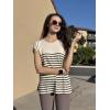 imageZeagoo Sweater Vest Women Crew Neck Loose Fit Knit Lightweight T Shirts Pullover Casual Summer OutfitsBlack Stripe Khaki