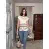 imageZeagoo Sweater Vest Women Crew Neck Loose Fit Knit Lightweight T Shirts Pullover Casual Summer OutfitsStripes Colorful Cream