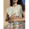 imageZeagoo Sweater Vest Women Crew Neck Loose Fit Knit Lightweight T Shirts Pullover Casual Summer OutfitsStripes Colorful Cream