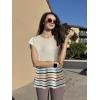 imageZeagoo Sweater Vest Women Crew Neck Loose Fit Knit Lightweight T Shirts Pullover Casual Summer OutfitsStripes Colorful Cream