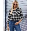 imageZeagoo Womens Button Down Flannel Shirts Long Sleeve Plaid Blouses Lightweight Business Dressy Casual Top with PocketsBlack