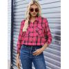 imageZeagoo Womens Button Down Flannel Shirts Long Sleeve Plaid Blouses Lightweight Business Dressy Casual Top with PocketsHot Pink