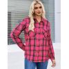 imageZeagoo Womens Button Down Flannel Shirts Long Sleeve Plaid Blouses Lightweight Business Dressy Casual Top with PocketsHot Pink