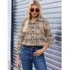 imageZeagoo Womens Button Down Flannel Shirts Long Sleeve Plaid Blouses Lightweight Business Dressy Casual Top with PocketsKhaki