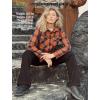 imageZeagoo Womens Button Down Flannel Shirts Long Sleeve Plaid Blouses Lightweight Business Dressy Casual Top with PocketsOrange