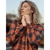 imageZeagoo Womens Button Down Flannel Shirts Long Sleeve Plaid Blouses Lightweight Business Dressy Casual Top with PocketsOrange