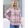 imageZeagoo Womens Button Down Flannel Shirts Long Sleeve Plaid Blouses Lightweight Business Dressy Casual Top with PocketsPink
