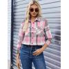 imageZeagoo Womens Button Down Flannel Shirts Long Sleeve Plaid Blouses Lightweight Business Dressy Casual Top with PocketsPink