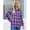 imageZeagoo Womens Button Down Flannel Shirts Long Sleeve Plaid Blouses Lightweight Business Dressy Casual Top with PocketsPurple