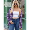 imageZeagoo Womens Button Down Flannel Shirts Long Sleeve Plaid Blouses Lightweight Business Dressy Casual Top with PocketsPurple