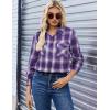 imageZeagoo Womens Button Down Flannel Shirts Long Sleeve Plaid Blouses Lightweight Business Dressy Casual Top with PocketsPurple