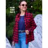 imageZeagoo Womens Button Down Flannel Shirts Long Sleeve Plaid Blouses Lightweight Business Dressy Casual Top with PocketsRed