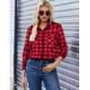imageZeagoo Womens Button Down Flannel Shirts Long Sleeve Plaid Blouses Lightweight Business Dressy Casual Top with PocketsRed