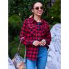 imageZeagoo Womens Button Down Flannel Shirts Long Sleeve Plaid Blouses Lightweight Business Dressy Casual Top with PocketsRed