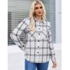 imageZeagoo Womens Button Down Flannel Shirts Long Sleeve Plaid Blouses Lightweight Business Dressy Casual Top with PocketsWhite