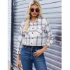imageZeagoo Womens Button Down Flannel Shirts Long Sleeve Plaid Blouses Lightweight Business Dressy Casual Top with PocketsWhite