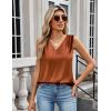 imageZeagoo Womens Silk Satin Camisole Tank Tops V Neck Pleated Dressy Casual Sleeveless Blouses Summer Business Work ShirtsCaramel