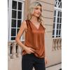 imageZeagoo Womens Silk Satin Camisole Tank Tops V Neck Pleated Dressy Casual Sleeveless Blouses Summer Business Work ShirtsCaramel