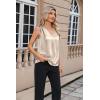 imageZeagoo Womens Silk Satin Camisole Tank Tops V Neck Pleated Dressy Casual Sleeveless Blouses Summer Business Work ShirtsLight Champagne
