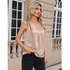 imageZeagoo Womens Silk Satin Camisole Tank Tops V Neck Pleated Dressy Casual Sleeveless Blouses Summer Business Work ShirtsLight Khaki