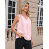imageZeagoo Womens Silk Satin Camisole Tank Tops V Neck Pleated Dressy Casual Sleeveless Blouses Summer Business Work ShirtsLight Pink
