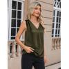 imageZeagoo Womens Silk Satin Camisole Tank Tops V Neck Pleated Dressy Casual Sleeveless Blouses Summer Business Work ShirtsOlive Green