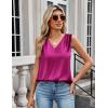 imageZeagoo Womens Silk Satin Camisole Tank Tops V Neck Pleated Dressy Casual Sleeveless Blouses Summer Business Work ShirtsRose Red